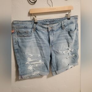 Torrid Faded Blue Ripped Jean Shorts